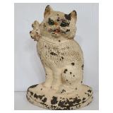 Painted cast iron cat vintage door stop