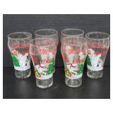 Six Coca-Cola Christmas glasses