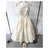 Vintage ivory beaded wedding dress w/ heels