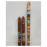 Vintage wood carved & painted tribal instruments