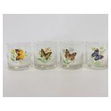 Set of 4 vintage butterfly drink glasses