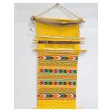 Wood and fabric wall hanging decor piece