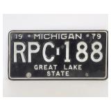 1979 black Michigan license plate