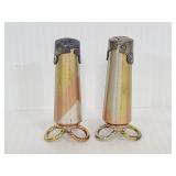 Pair of vintage metal salt & pepper shakers