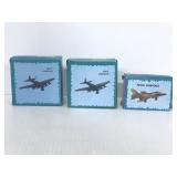 Trio of die cast mini airplane pencil sharpeners