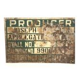 Vintage tin Producer sign