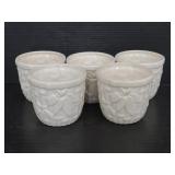 Set of 5 small white floral planters