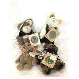 Four small Boyds Bears & Friends stuffed animals