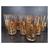 Set of 8 gold yone accent leaf glasses