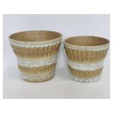 Pair of ceramic striped planters