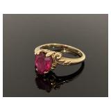 Signed 10k Festival red heart stone ring