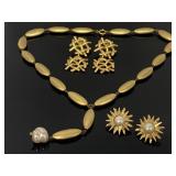 Vintage brushed gold tone jewelry collection