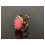 Double banded pink stone statement ring