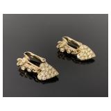 Vintage SAC gold tone crystal heart earrings