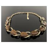 Vintage gold tone shimmering vine necklace