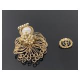 Pearlescent wire Angel brooch & petite cross pin