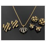 Rhinestone zebra necklace & St John earrings