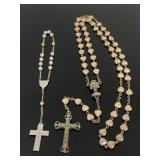 Pair of vintage pearlescent beaded rosaries
