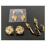 Trifari signed earring trio