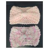 Pair of pink crochet headbands