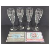 Four Mr. & Mrs. Champagne glasses w/ 2 cards