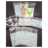 Fifteen assorted decal stickers