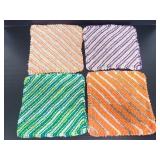 Four striped crochet potholders