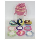 Handmade crochet Sponges, doilies & holder