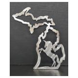 Metal Michigan unicorn wall hanging decor piece