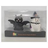 Halloween witch/bat cat salt & pepper shakers