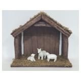 Nativity scene w/ three accessory animals