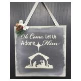 Religious wood christmas hanging decor sign