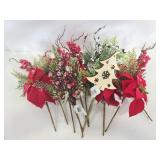 Ten new assorted Christmas floral picks