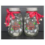 Pair of The giving jar Christmas Mason jars