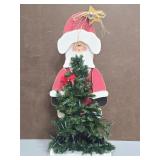 Wood Santa & Christmas tree porch decor