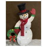 LED lighted metal snowman yard decor