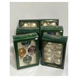 Six sets vintage glass Christmas ornaments