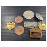 Vintage metal pins and medallions