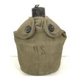 Vintage canvas wrapped military water canteen
