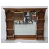 Mirrored wood hutch top with shelves