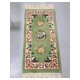 Vintage panda floral rug w/ fringe
