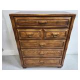 Wood leather top chest dresser