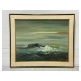 Large framed signed original seascape painting