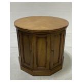 Vintage round wood bar cabinet table