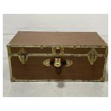 Vintage faux wood grain footlocker trunk