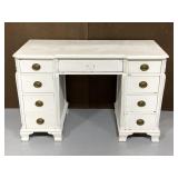 Vintage white painted wood vanity/desk