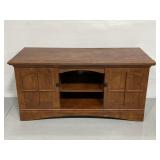 Large wood TV stand w/ double doors & shelves