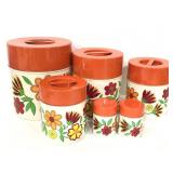 Vintage 4piece floral metal canisters w/ shakers