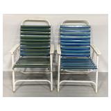 Vintage folding metal lawn chair pair