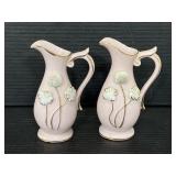 Pair of vintage pink Acme China pitchers - Japan